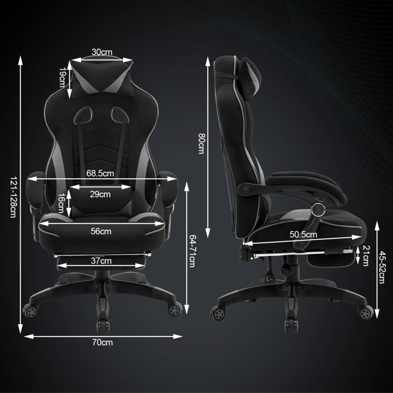 Gaming Stuhl, Bürostuhl Ergonomisch mit Lendenkissen, Atmungsaktiv Gaming Chair, Gamer Stuhl 150 kg Belastbarkeit, Gaming Sessel mit Große