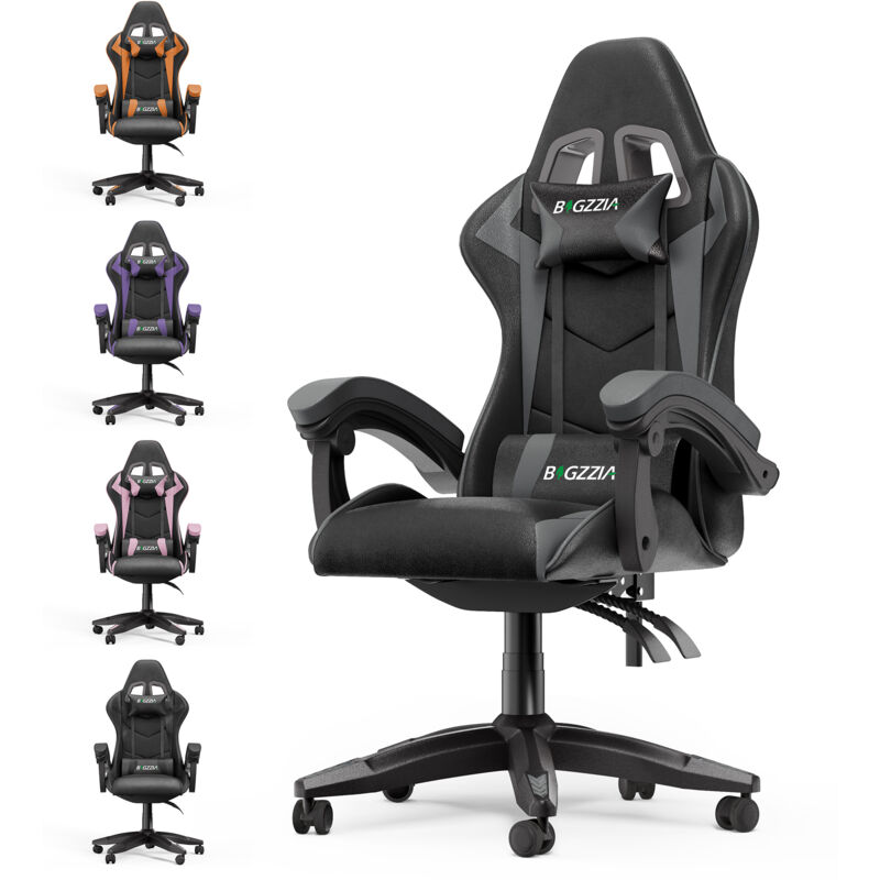 Bigzzia - Gaming Stuhl Ergonomischer Bürostuhl - Zurücklehnen PC-Spiel Stuhl - Gaming Sessel Ergonomischer Gamer Stuhl Kopfstütze Lendenkissen