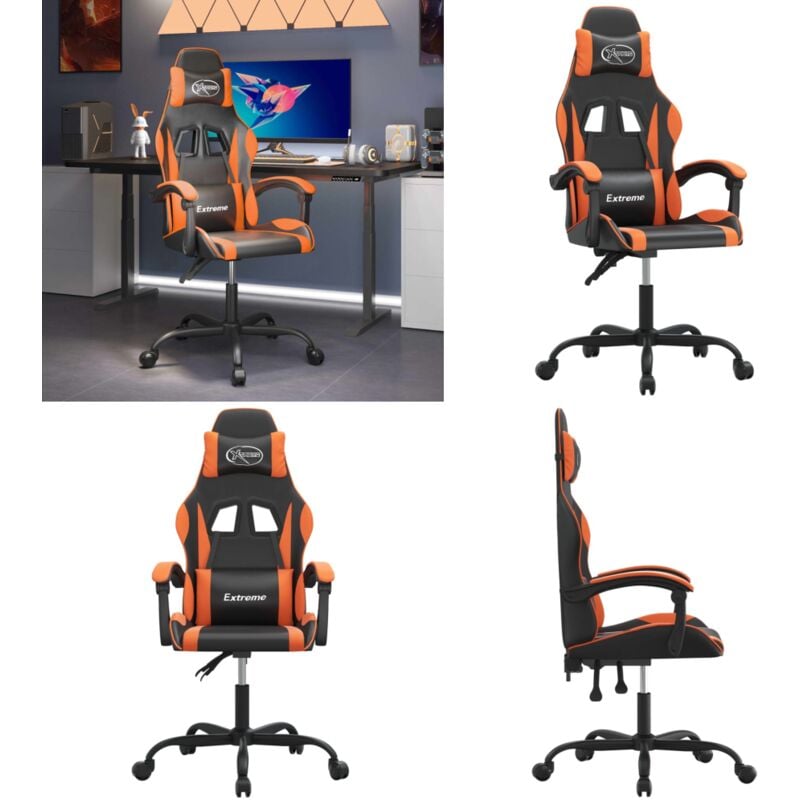 Gaming-Stuhl Drehbar Schwarz und Orange Kunstleder - Gaming-Stuhl - Gaming-Stühle - Home & Living