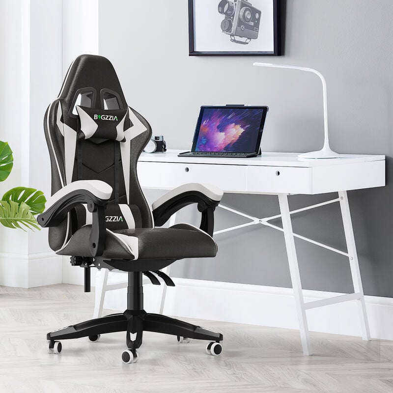 Gaming Stuhl Ergonomisch - Gaming Stühle Bigzzia Gamer Stühle mit Lendenkissen + Kopfstütze - Gaming Chair Höhenverstellbar Bürostuhl Computerstuhl