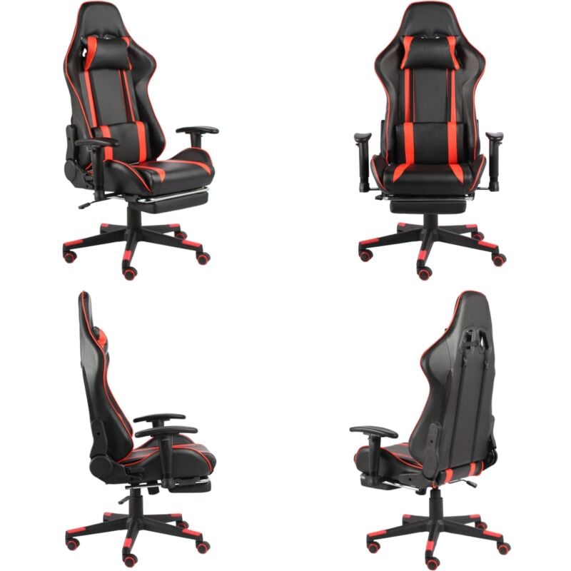 Vidaxl - Gaming-Stuhl mit Fußstütze Drehbar Rot pvc - Gaming Stuhl - pc Stuhl - Gamer Chair - Schreibtischstuhl - Bürostuh l - Home & Living