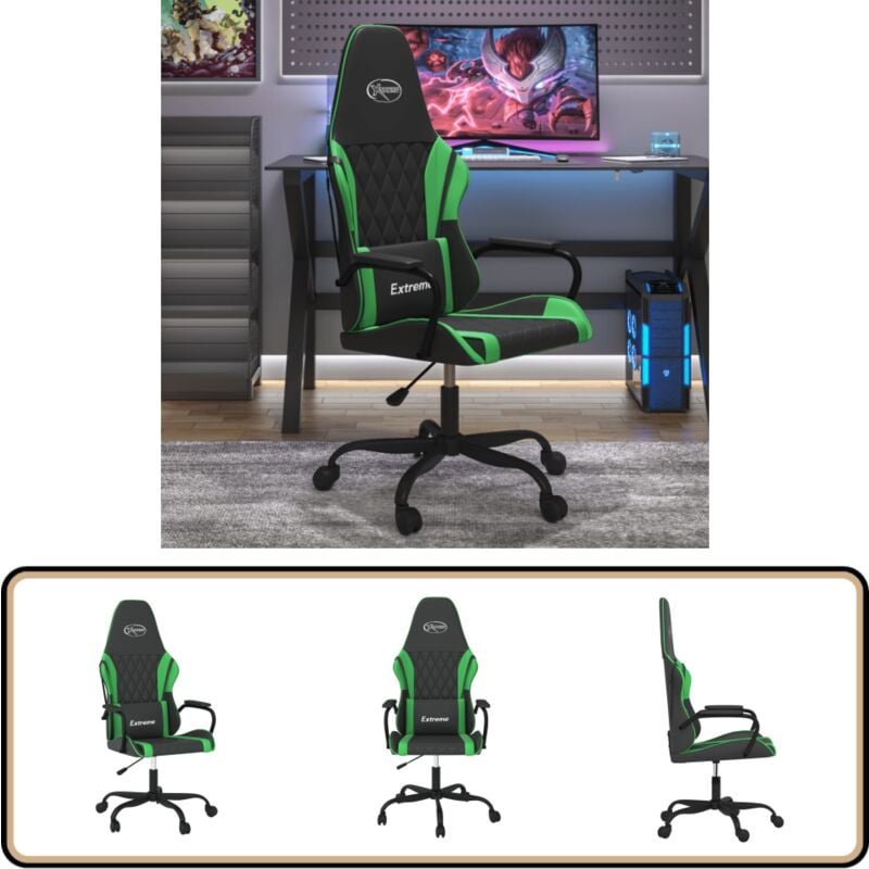 Gaming-Stuhl mit Massagefunktion Schwarz und Grün Kunstleder - Gaming Stuhl - Gamer Chair - PC Stuhl - Schreibtischstuhl - Ergonomischer Stuhl