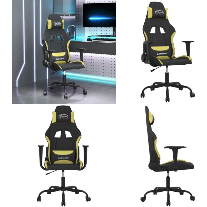 Gaming-Stuhl mit Massagefunktion Schwarz und Hellgrün Stoff - Gaming Stuhl - Gamer Chair - Bürostuhll - Schreibtischstuhl - Ergonomischer Stuhl