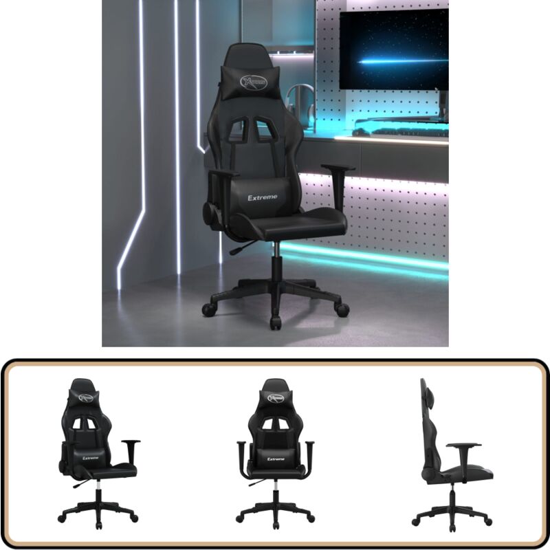 Gaming-Stuhl Schwarz Kunstleder - Gaming-Stuhl - PC-Stuhl - Gamer Chair - Bürostuhl - Schreibtischstuhl