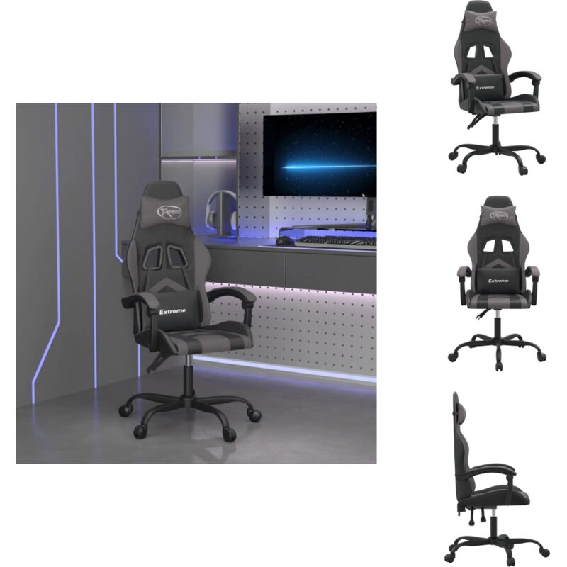 Gaming-Stuhl Schwarz und Grau Kunstleder - Gaming-Stuhl - Gaming-Stühle - Bürostuhl - Sessel