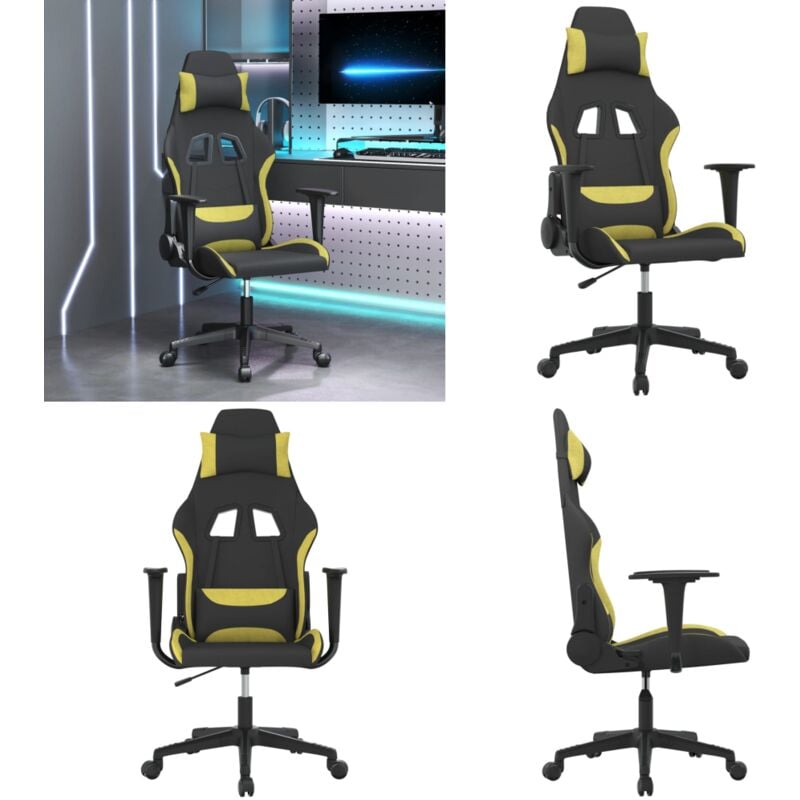 Gaming-Stuhl Schwarz und Hellgrün Stoff - Gaming Stuhl - Gamer Chair - Bürostuh - Schreibtischstuhl - Ergonomischer Stuhl - Home & Living