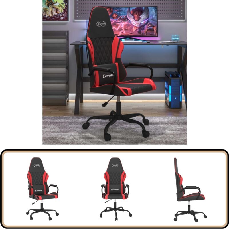 Gaming-Stuhl Schwarz und Rot Kunstleder - Gaming Stuhl - Gamer Chair - PC Stuhl - Schreibtischstuhl - Ergonomischer Stuhl