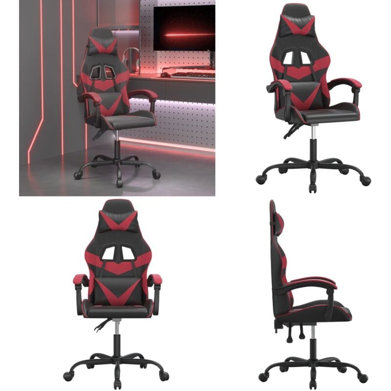 Gaming-Stuhl Schwarz und Weinrot Kunstleder - Gaming-Stuhl - Gaming-Stühle - Home & Living