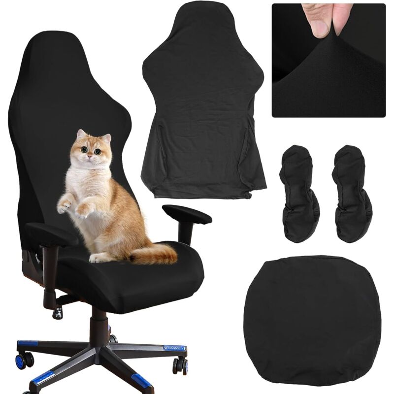 Gaming-Stuhlbezug mit Kissen und Armlehnenbezügen, Bürostuhlbezug, universeller Stretch-Gaming-Stuhlbezug für Drehstuhl, Büro- oder Gaming-Stuhl