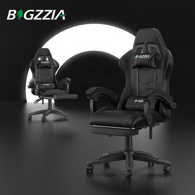 Bigzzia - Gaming Stuhle 136kg gaming Stuhl mit Fußstütze - Ergonomischer Gaming Sessel mit Lendenwirbelstütze - Gaming Chair - pu Leder - pc Stuhl