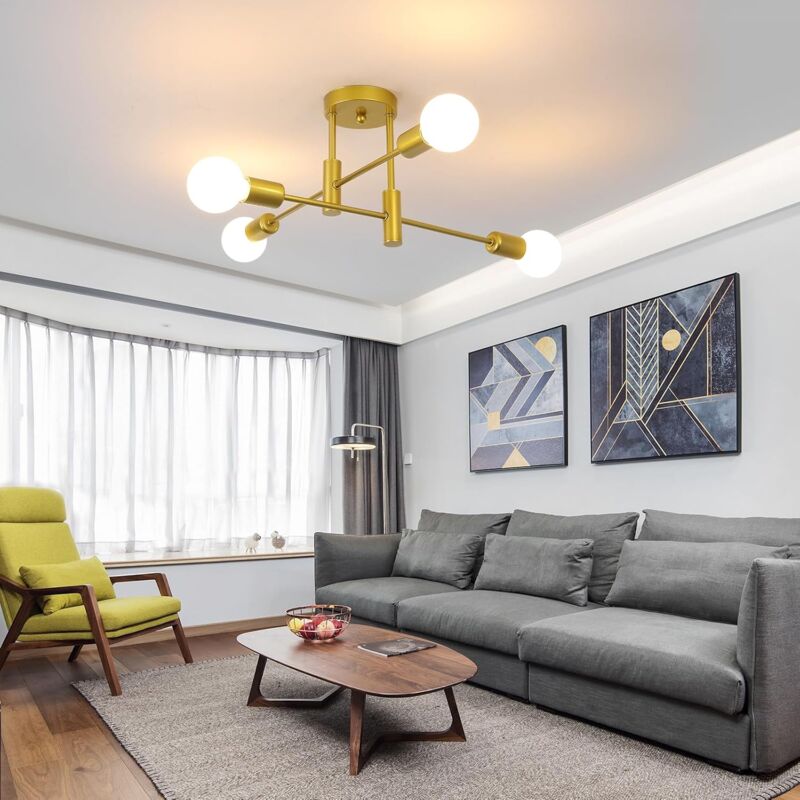 Ganeed - Kronleuchter Moderne Pendelleuchte 4 Lichter Metall Industrielle Vintage Halterung Kronleuchter für Wohnzimmer Esszimmer Schlafzimmer Foyer,