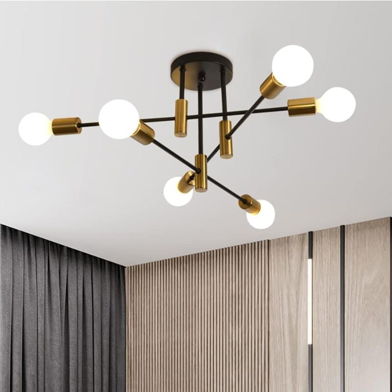 Ganeed - Kronleuchter Moderne Pendelleuchte 6 Lichter Metall Industrielle Vintage Halterung Kronleuchter für Wohnzimmer Esszimmer Schlafzimmer Foyer,