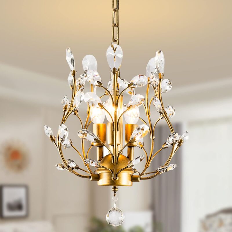 Ganeed - Vintage K9 Klar Kristall Kronleuchter, Decke Beleuchtung, anhänger Beleuchtung Flush Montiert Leuchte mit 3 Licht für Wohnzimmer Esszimmer