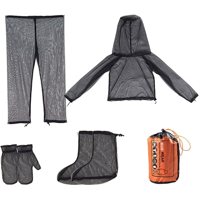 Ganzkörper-Anti-Zecken-Kleidung, atmungsaktiver Netzanzug mit Kapuze und Aufbewahrungstasche, Netzbekleidung für Angeln, Gartenarbeit, Wandern,