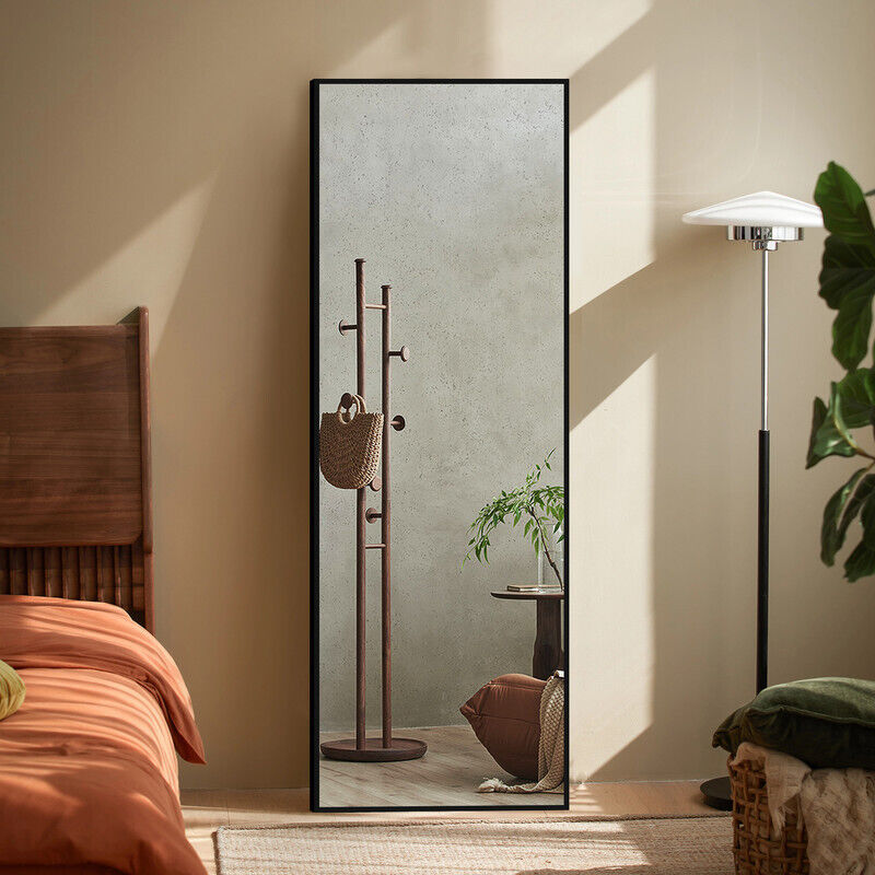 Boromal - Ganzkörperspiegel 160 x 40 cm Schwarz Spiegel Standspiegel Spiegel Türspiegel Hängespiegel Spiegel für Garderobe Schlafzimmer Wohnzimmer