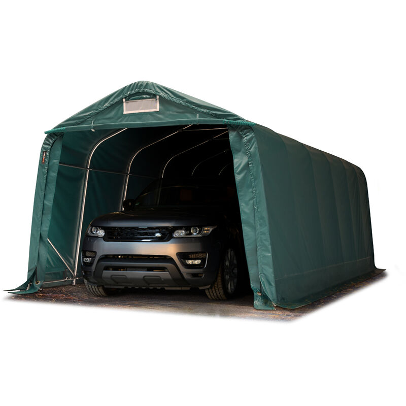 Garagenzelt Carport 3,3 x 7,2 m in dunkelgrün Unterstand Lagerzelt mit feuersicherer PRIMEtex 2300 pvc Plane
