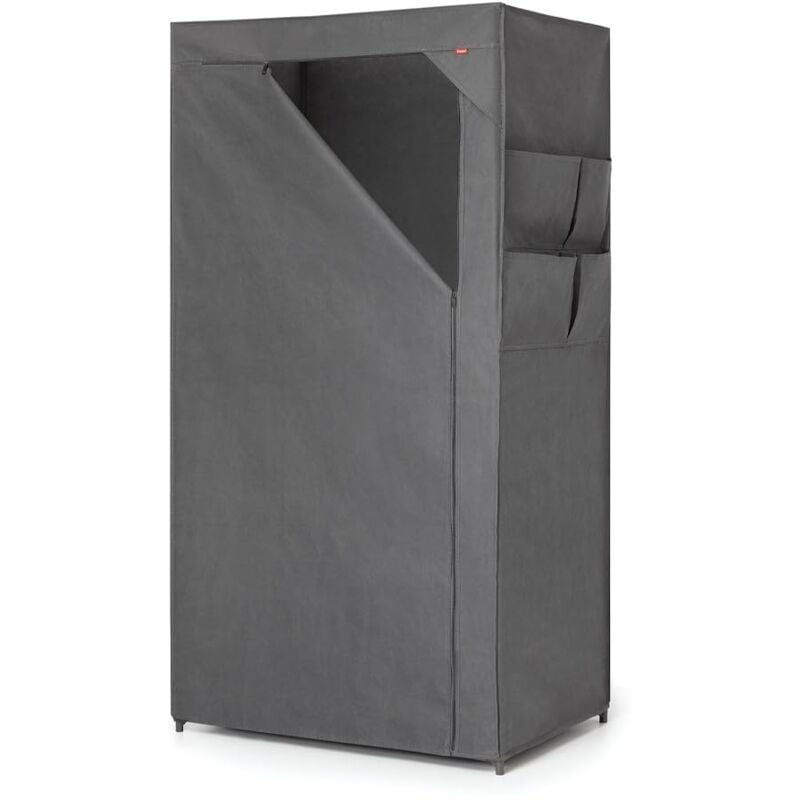 Kleiderschrank & Kleiderschrank Mobiler und vielseitiger Kleiderschrank Einfache Montage mit Hängestange und 4 Seitentaschen Reißverschluss-Öffnung