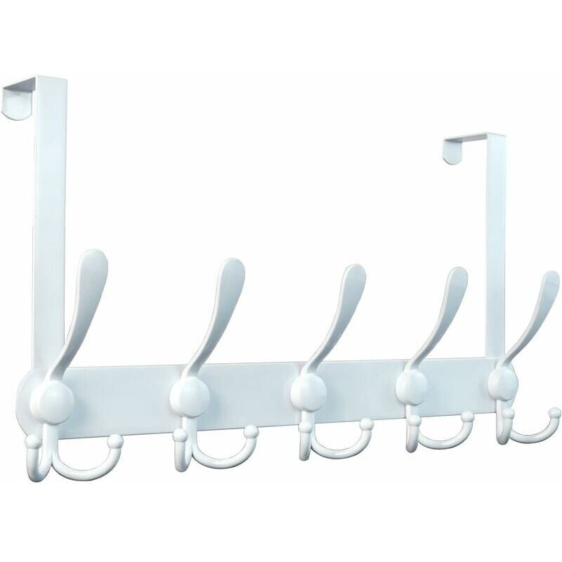 Garderobe für Tür Weiß, Garderobe für Tür, Türhaken, Wandgarderobe, Garderobe ohne Bohren in Edelstahl, Weiß, 15 Haken, 1 stück