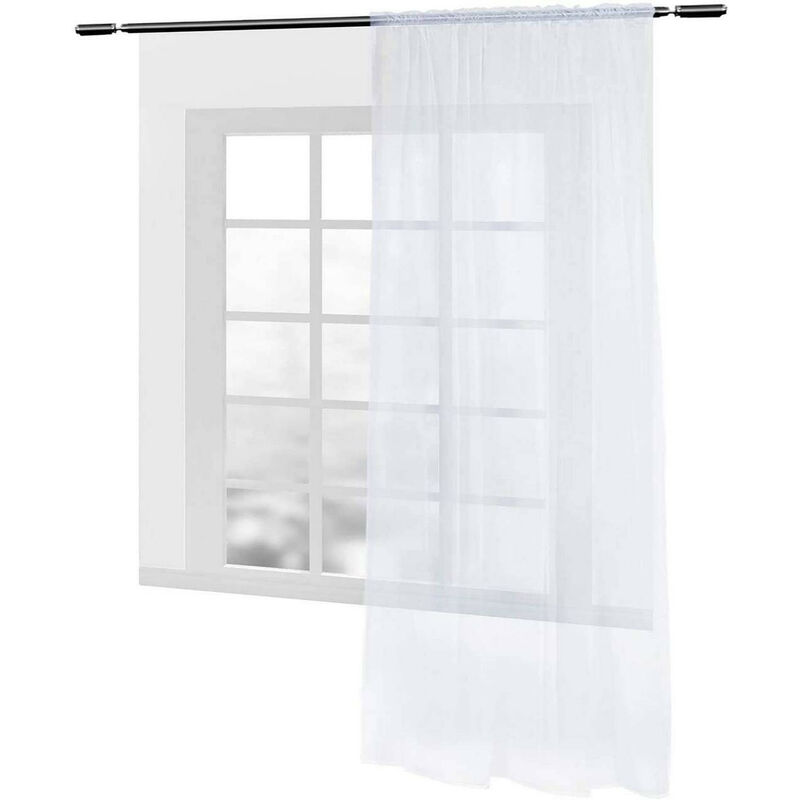 WOLTU Gardinen transparent mit Kräuselband Stores Voile (1 Stück) weiß 140x225 cm