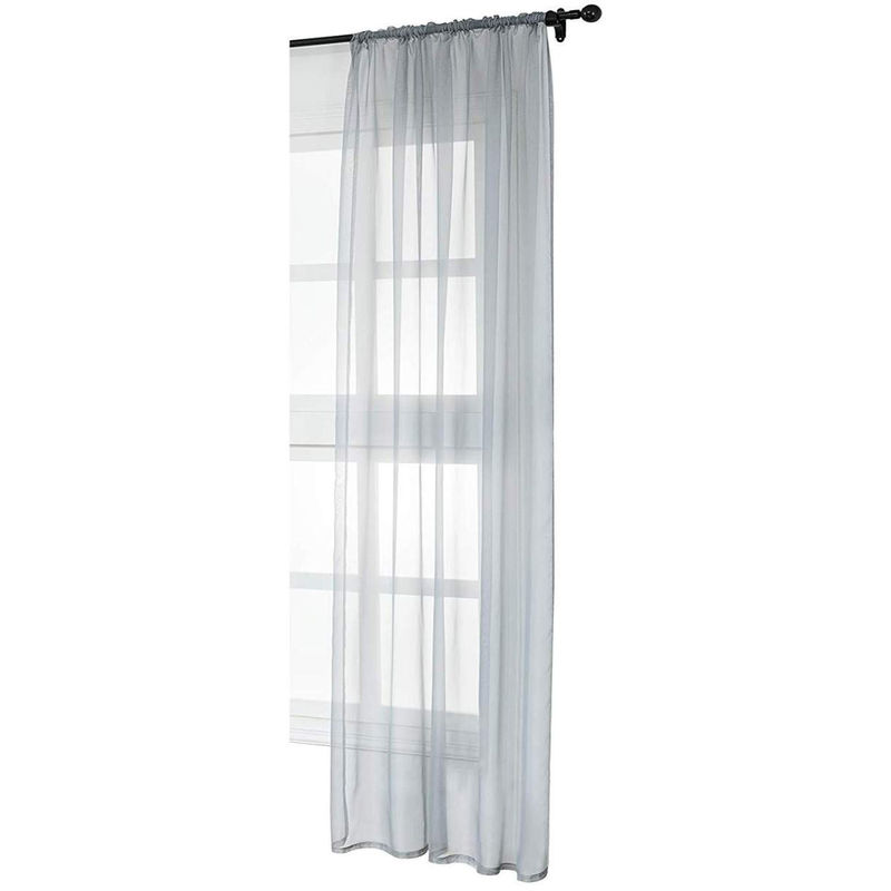 Gardinen transparent mit Kräuselband Stores Voile (1 Stück) grau 140x245 cm - Woltu