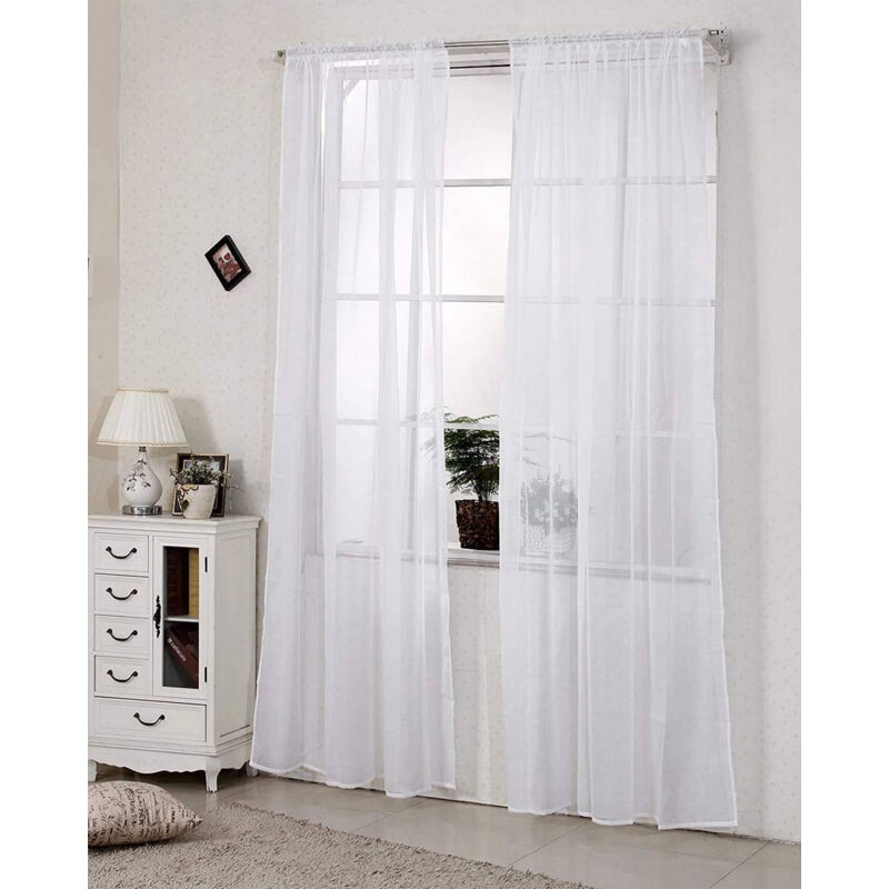 Gardinen transparent mit Kräuselband Stores Voile (1 Stück) weiß 140x145 cm - Woltu
