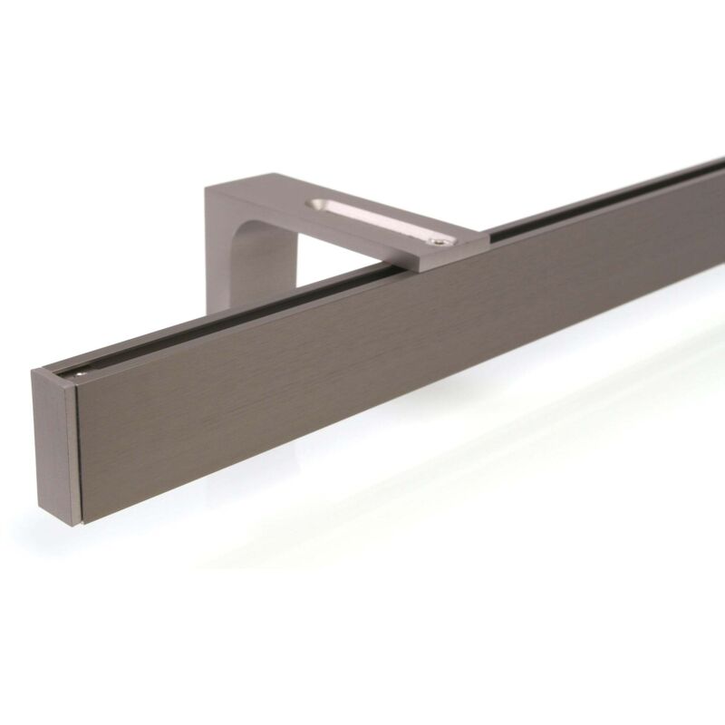 Gardinenschiene Innenlauf auf Maß 1-läufig Edelstahl-optik - Serie Loft 320cm Wandträger