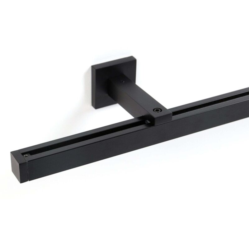 Gardinenschiene Innenlauf auf Maß 1-läufig Schwarz - Serie Cube 230cm