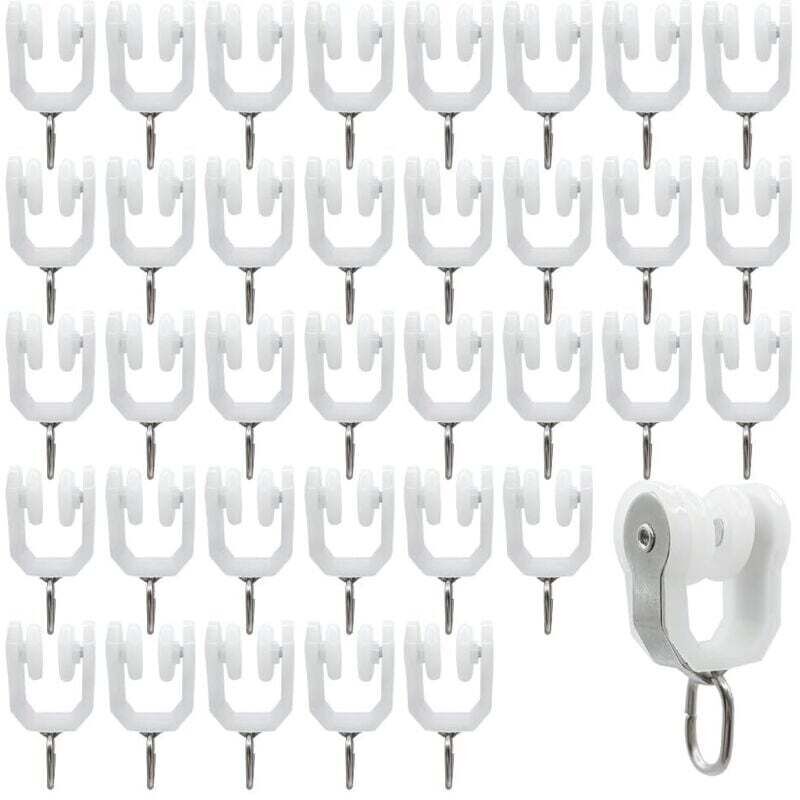 Gardinenschienenrollen - 36-teiliges Set für den Außenbereich, Gardinenschiene, Gardinenhaken, Gleitschiene, Gardinenrolle aus Edelstahl (Weiß)