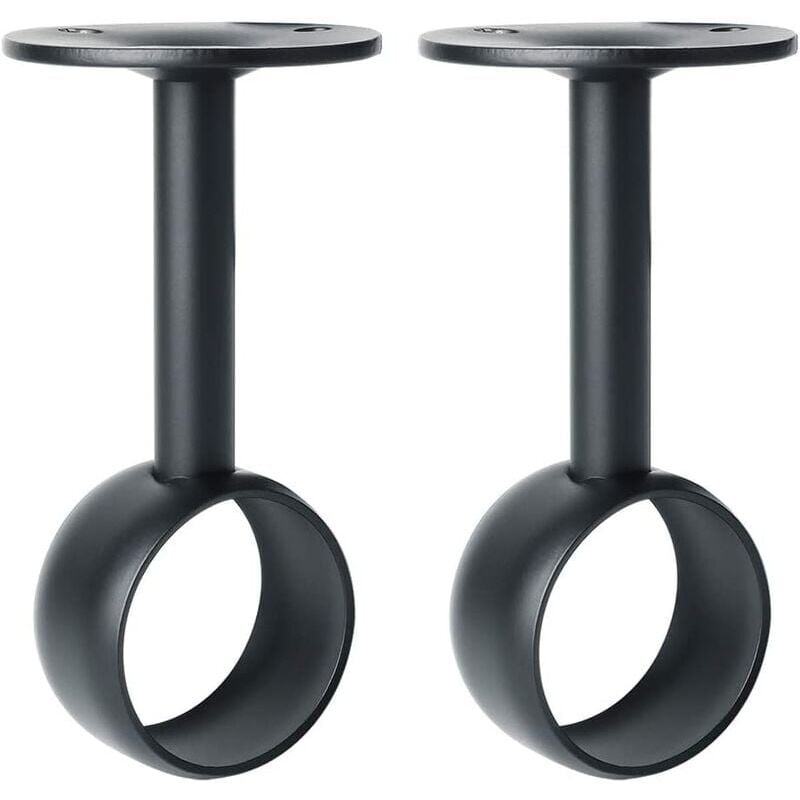 Gardinenstangenhalterung, Kleiderstangenhalter mit Schrauben, Deckenhalterung für Gardinen und Kleiderschränke, Edelstahl matt schwarz, Durchmesser