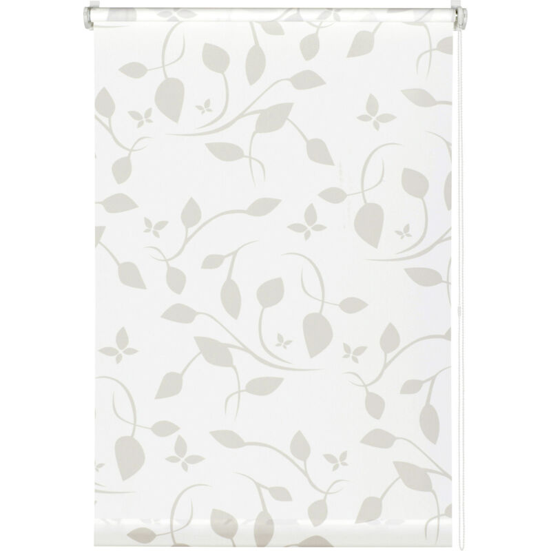 Gardinia EasyFix Rollo mit Blättern weiß beige 100 x 150 cm Rollo