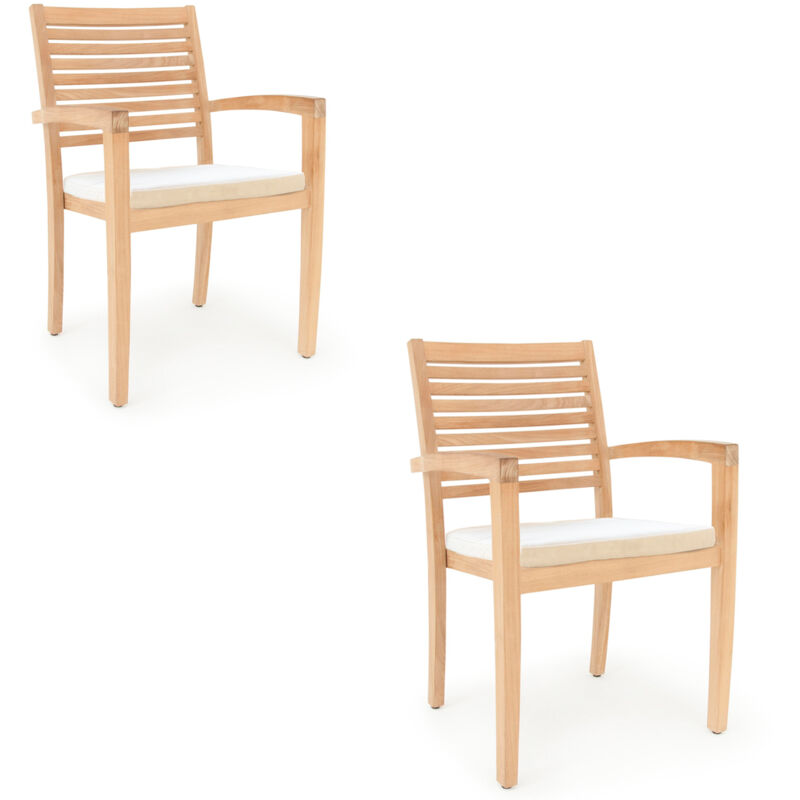 Sitzauflagen 60x60 cm Outdoor Wasserabweisend Wetterfest Schmutzabweisend Strapazierfähig Gartenstuhl Stuhl Stuhlkissen Kissen Weiß Toscana 2 Kissen