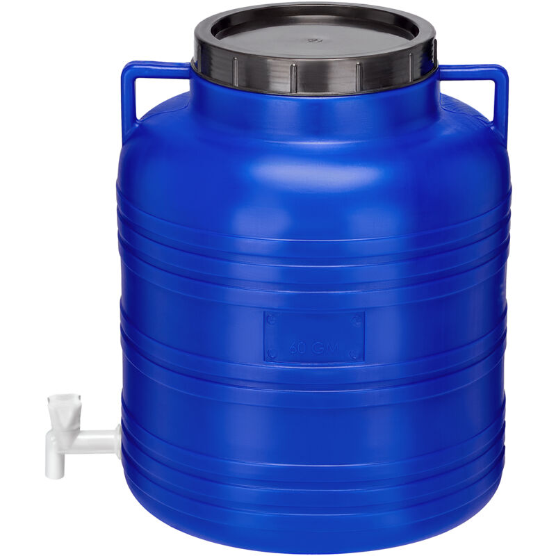 Garronda 60 Liter BPA-freies Fass und Futtertonne mit Hahn Weithalsfass Wassertank und Behälter mit Deckel für Sauerkraut sowie Surfass Pökelfass für