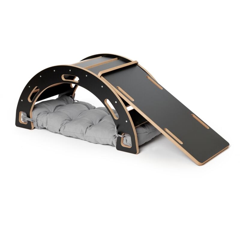 Garronda Set 3 in 1 Kletterbogen mit Rutsche und Kissen Montessori Spielzeug ab 1 Jahr GD-0060 (Schwarz Kletterbogen mit Rutsche und Kissen)