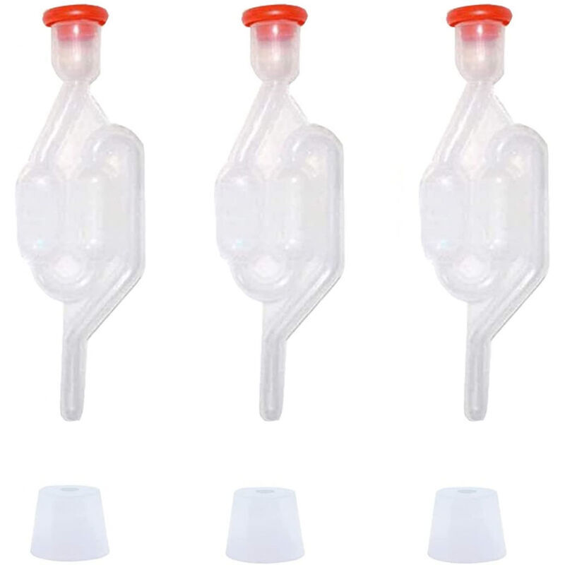 Gärspund, 3-facher Gärspund mit Gummistopfen für 3 Aufgüsse mit Loch für Bier- und Weinherstellung