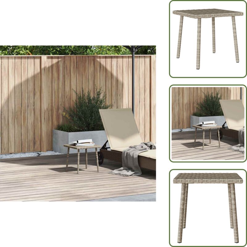 Garten-Couchtisch Rechteckig Hellgrau 40x40x37 cm Poly Rattan - Garten-Couchtisch - Garten-Couchtische - Outdoor-Couchtisch - Außen-Couchtisch