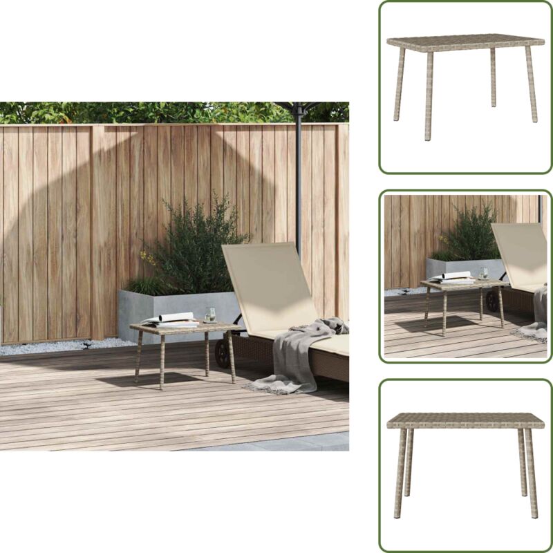 Garten-Couchtisch Rechteckig Hellgrau 60x40x37 cm Poly Rattan - Garten-Couchtisch - Garten-Couchtische - Outdoor-Couchtisch - Außen-Couchtisch