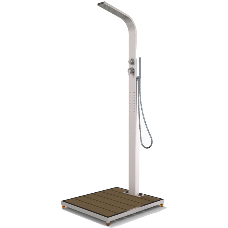 Eichenwald Modell 70 Gartendusche Helena mit WPC Plattform sandfarbig