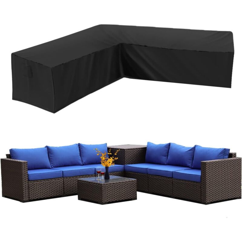 Garten-Ecksofa-Abdeckung, wasserdicht, 210D Oxford, staubdicht, Gartenmöbel-Abdeckung, L-förmige Ecksofa-Abdeckung (300 x 300 x 98 cm)
