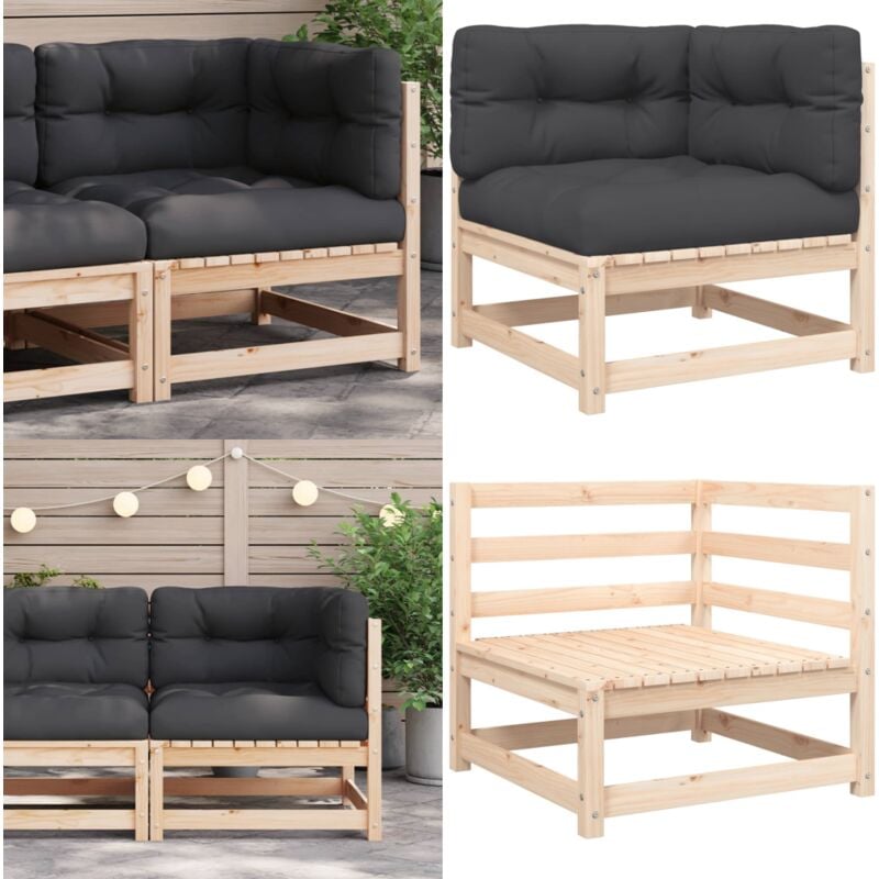 Garten-Ecksofa mit Kissen Massivholz Kiefer - Gartenmöbel - Outdoor Möbel - Eckbank - Lounge Set - Rattan Gartenmöbel - Home & Living