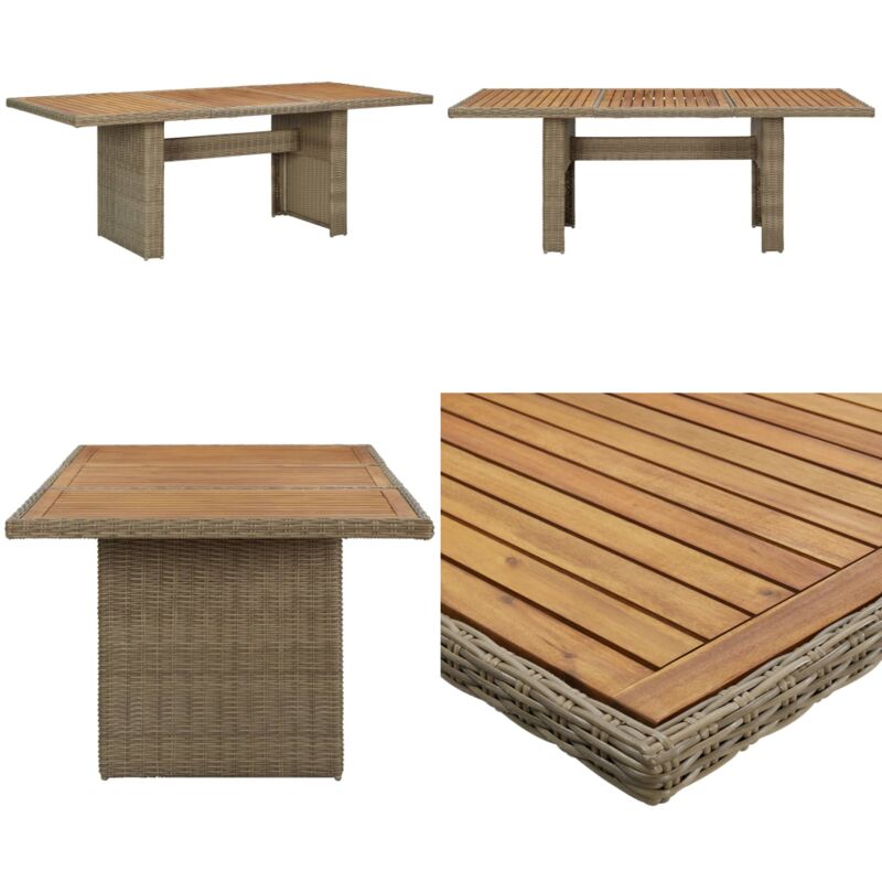 Garten-Esstisch Braun 200x100x74 cm Poly Rattan - Gartenstuhl - Esstisch - Terrassenmöbeln - Gartenmöbelset - Rattan Möbel - Home & Living