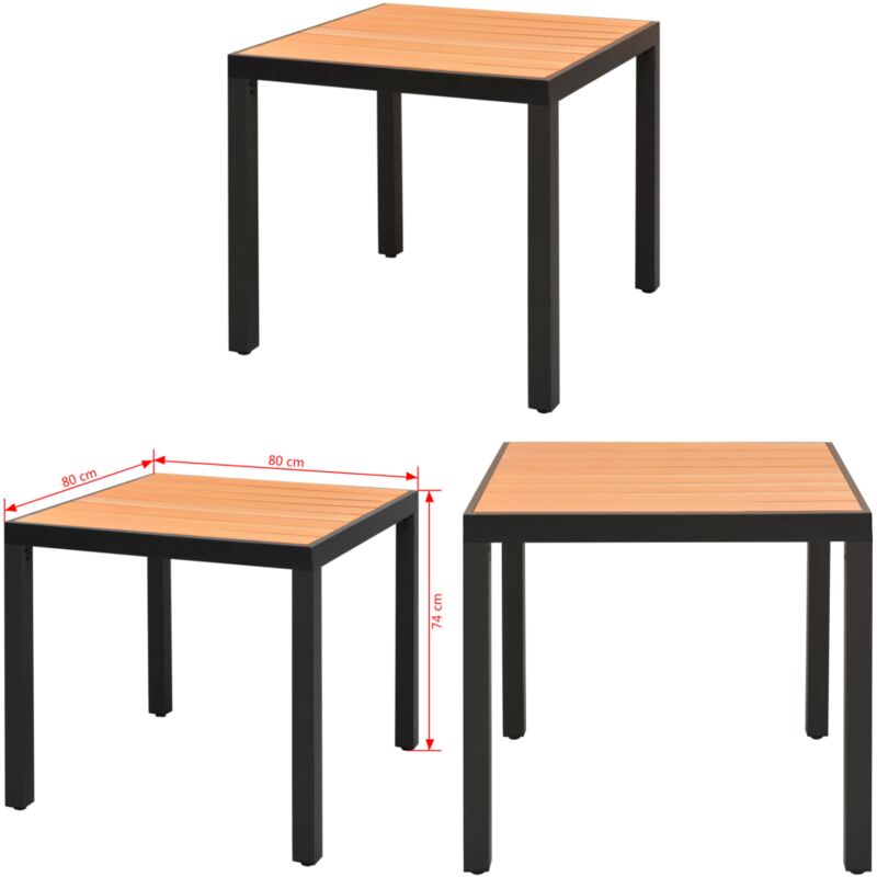 Gartentisch Braun 80x80x74 cm Aluminium und wpc - Gartentisch - Aluminiumtisch - wpc Tisch - Terrassenmöbel - Gartenmöbelset - Home & Living