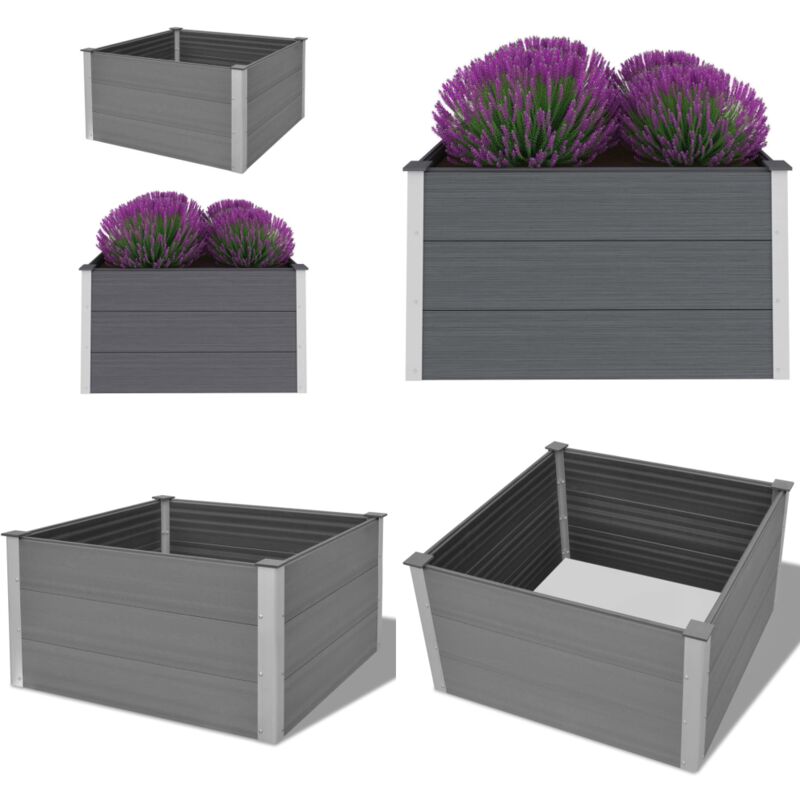 Garten-Hochbeet wpc 100 x 100 x 54 cm Grau - Gartenhochbeet - Blumentopf - Pflanzenbehälter - wpc - Outdoor Möbel - Home & Living