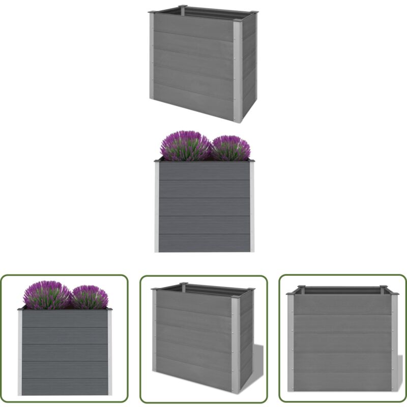 The Living Store Garten-Hochbeet wpc 100 x 50 x 91 cm Grau - Gartenhochbeet - Holz-Kunststoff-Komposit - wpc - Pflanzenbehälter - Balkonbepflanzung