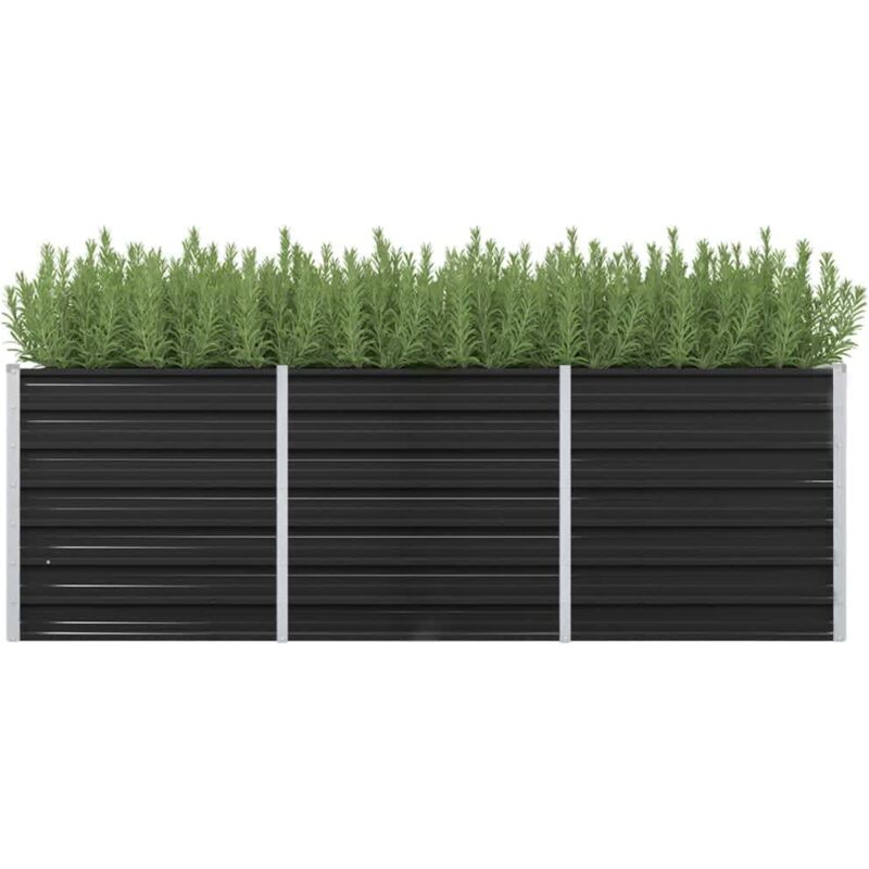 Bonnevie - Garten-Hochbeet,Blumenkasten,Pflanzkasten Balkon, Terrasse, Garten Anthrazit 240 x 80 x 77 cm Verzinkter Stahl VMEC970877