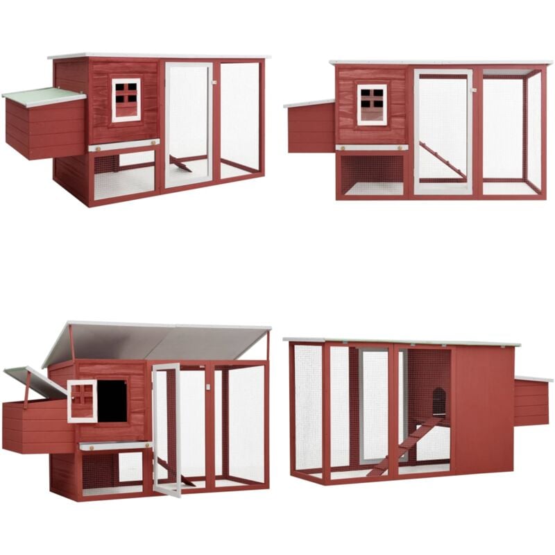 Garten-Hühnerstall mit 1 Legenest Rot Holz - Hühnerstall - Hühnerhaus - Geflügelvoliere - Holzhühnerstall - Gartenhütte - Home & Living