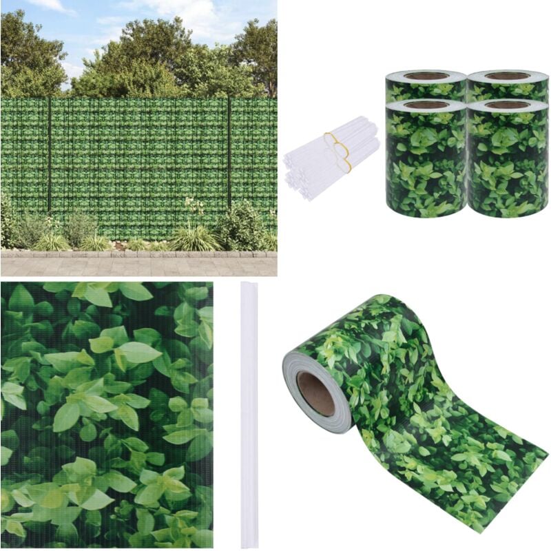 Garten-Sichtschutz 4 Stk. pvc 35x0,19 m Grün - Zaunfoliene - Gartenzäunen - Sichtschutz - PVC-Folie - Wetterfest - Home & Living