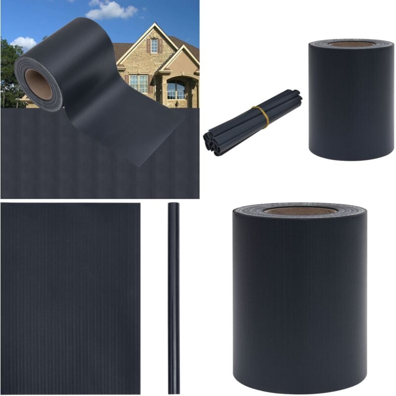 Vidaxl - Garten-Sichtschutz pvc 35x0,19 m Matt-Dunkelgrau - Zaunsichtschutz - PVC-Folie - Gartendekoration - Sichtschutz Für Terrasse - Wetterfest