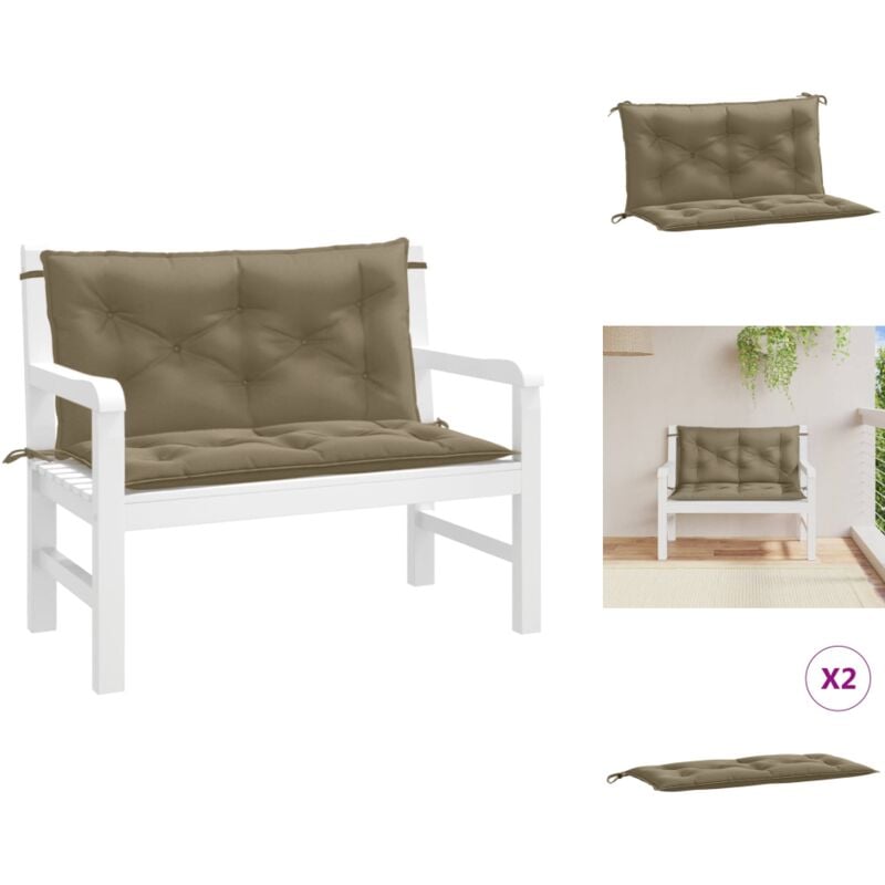 Gartenbank-Auflagen 2 Stk. Melange Taupe 100x50x7 cm Stoff - Gartenbank Auflagen - Sitzkissen - Outdoor Möbel - Balkon Deko - Terrasse Deko