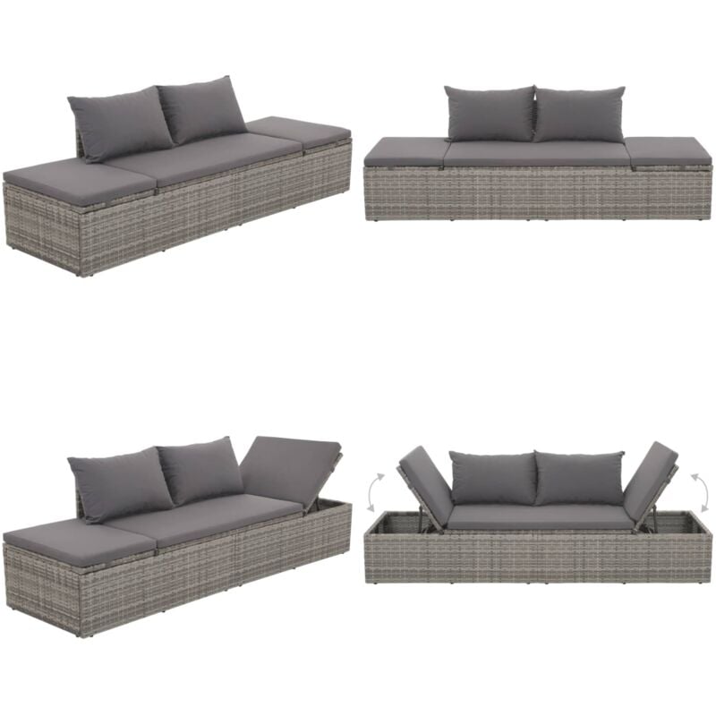 Vidaxl - Gartenbett Grau 195×60 cm Poly Rattan - Gartenliege - Gartenliegen - Home & Living - Grau