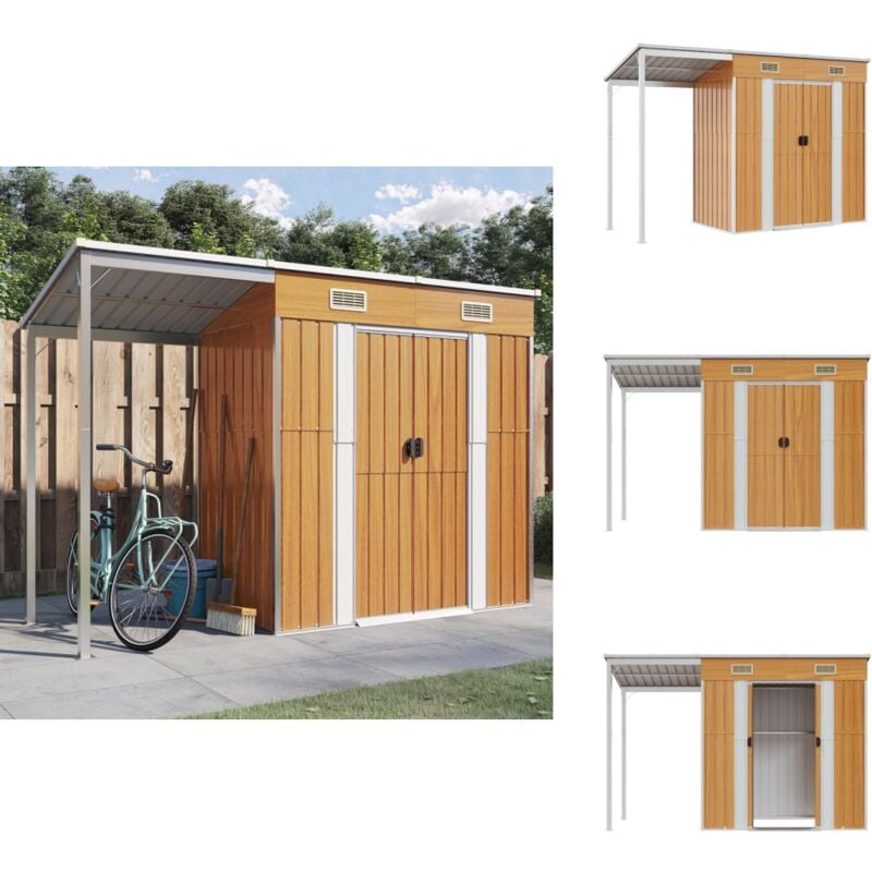 Gartenhaus mit Schleppdach Hellbraun 277x110,5x181 cm Stahl - Gartensaison - Gartenhaus - Holzhäuser - Werkzeuglager - Outdooraufbewahrung